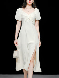 Puff Sleeve Cross Audrey Hepburn Dress SpiltVintage 1950S Dress