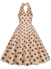 Load image into Gallery viewer, Polka Dots Halter Audrey Hepburn Style 1950S Vintage Dress With Bow Backless