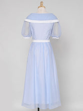 Load image into Gallery viewer, Baby Blue Big Shawl Collar Sweet Bow Vintage Princess Dress