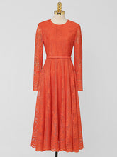 Load image into Gallery viewer, 1950s Crew Neck Long Sleeve Hepburn Swing Lace Dress