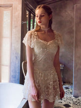 Load image into Gallery viewer, Fairy Style Lace Flowers Ruffles Vintage One Piece Swimwear Bathing Suit