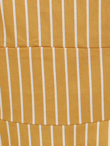 Stripe Square Collar 1950S Dress With Pockets
