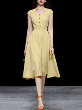 Load image into Gallery viewer, Retro Square Collar Hepburn Style Waist-length High-waisted Vintage 1950S Dress