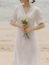 Load image into Gallery viewer, White Lace V-Neck Slim Fit Vintage 1920S Dress