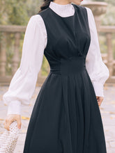 Load image into Gallery viewer, 2PS White Cotton Shirt Top And Black 1950S Vintage Dresss Suit