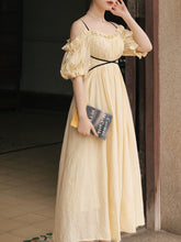 Load image into Gallery viewer, Yellow Off Shoulder Gentle And Soft Vintage Party Dress