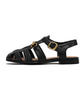 Load image into Gallery viewer, Brown Women&#39;s Flats Sandals Piont Toe Hollow Belt Leather Vintage Shoes