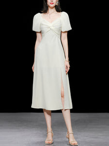 Puff Sleeve Cross Audrey Hepburn Dress SpiltVintage 1950S Dress