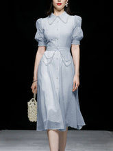 Load image into Gallery viewer, White Pearl Collar Romantic Floral Textured Shirt Dress