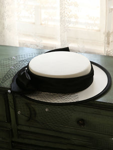 White And Black Big Bow  Audrey Hepburn Same Style 1950S Hat