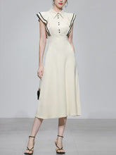 Load image into Gallery viewer, Apricot Ruffles Butterfly Sleeves With Black Edges 1950S Swing Dress