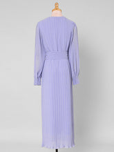 Load image into Gallery viewer, Purple Lantern Sleeve V Neck Chiffon Maxi Dress
