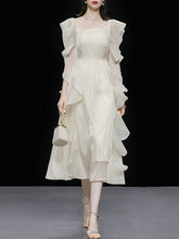 Load image into Gallery viewer, Apricot Ruffled PearlFairy Dress Light Luxury 1950S dress