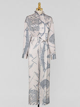 Load image into Gallery viewer, 2PS Champagne Satin Floral Printed Shirt And High Waist Wide Leg Pants Suit