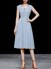 Load image into Gallery viewer, Retro Square Collar Hepburn Style Waist-length High-waisted Vintage 1950S Dress