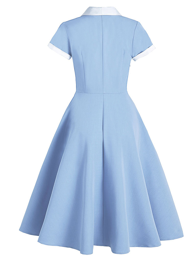 Blue Tuxedo Collar 1950S Dress With Pockets Vintage Dress Jolly Vintage Blue Tuxedo Collar 1950S Dress With Pockets Vintage Dress Jolly Vintage