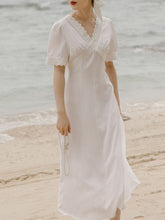 Load image into Gallery viewer, White Lace V-Neck Slim Fit Vintage 1920S Dress