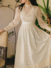 Load image into Gallery viewer, Apricot Ruffles Lace Semi Sheer Long Sleeve Vintage 1950S Swing Victoria&#39;s Fairy Dress