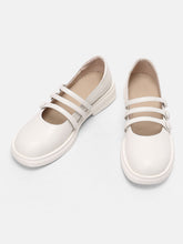 Load image into Gallery viewer, White Women&#39;s Chunky Heel Mary Jane Square Toe Leather Vintage Shoes