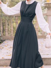 Load image into Gallery viewer, 2PS White Cotton Shirt Top And Black 1950S Vintage Dresss Suit