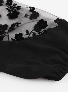 Black Crew Neck Semi-Sheer 1950S Vintage Dress