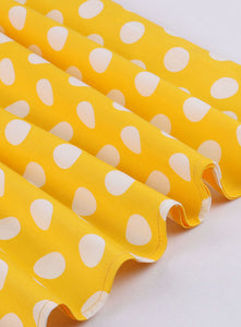 Yellow Polka Dots V Neck 1950S Vintage Belle Style Swing Dress