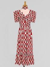 Load image into Gallery viewer, Red Irregular Graphic Bowknot 1950S Summer Dress