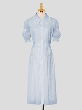 Load image into Gallery viewer, White Pearl Collar Romantic Floral Textured Shirt Dress