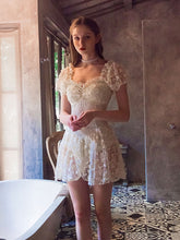 Load image into Gallery viewer, Fairy Style Lace Flowers Ruffles Vintage One Piece Swimwear Bathing Suit