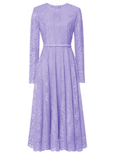 Load image into Gallery viewer, 1950s Crew Neck Long Sleeve Hepburn Swing Lace Dress