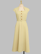 Load image into Gallery viewer, Retro Square Collar Hepburn Style Waist-length High-waisted Vintage 1950S Dress