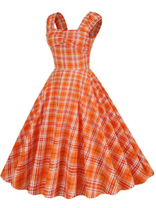 Green Plaid Sleeveless 1950S Vinatge Cotton Dress