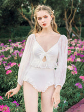Load image into Gallery viewer, Daisy Style Lace Flowers Ruffles Vintage One Piece Swimwear Bathing Suit