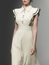 Load image into Gallery viewer, Apricot Ruffles Butterfly Sleeves With Black Edges 1950S Swing Dress