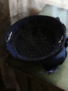 Big Bow Long Tulle Vintage Lace 1950S Hat