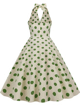 Load image into Gallery viewer, Polka Dots Halter Audrey Hepburn Style 1950S Vintage Dress With Bow Backless