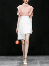 Load image into Gallery viewer, Pink 1950S Vintage Classic Fake Two Piece  Irregular Hem Vintage Dress