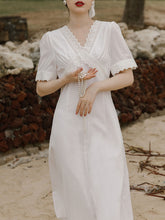 Load image into Gallery viewer, White Lace V-Neck Slim Fit Vintage 1920S Dress