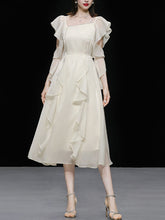 Load image into Gallery viewer, Apricot Ruffled PearlFairy Dress Light Luxury 1950S dress