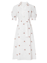 Load image into Gallery viewer, White Embroidered Shirt Lapel 1950S Comfortable Cotton Vintage Dress