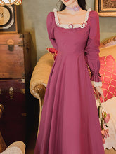 Load image into Gallery viewer, Rose Ruffles Fall Long Sleeve Vintage Cotton Dress
