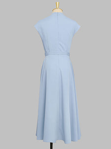 Retro Square Collar Hepburn Style Waist-length High-waisted Vintage 1950S Dress