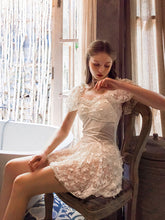 Load image into Gallery viewer, Fairy Style Lace Flowers Ruffles Vintage One Piece Swimwear Bathing Suit