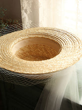 Load image into Gallery viewer, Straw Hat Beige With Long Lace Tulle For Holiday