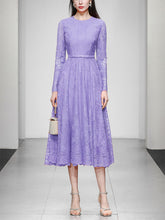 Load image into Gallery viewer, 1950s Crew Neck Long Sleeve Hepburn Swing Lace Dress