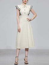 Load image into Gallery viewer, Apricot Ruffles Butterfly Sleeves With Black Edges 1950S Swing Dress