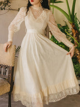 Load image into Gallery viewer, Apricot Ruffles Lace Semi Sheer Long Sleeve Vintage 1950S Swing Victoria&#39;s Fairy Dress