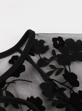 Load image into Gallery viewer, Black Crew Neck Semi-Sheer 1950S Vintage Dress