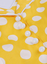 Load image into Gallery viewer, Yellow Polka Dots V Neck 1950S Vintage Belle Style Swing Dress