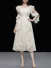 Load image into Gallery viewer, Apricot Ruffled PearlFairy Dress Light Luxury 1950S dress